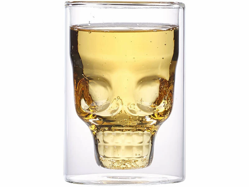 Cucina Di Modena Trink-Gläser:2er-Set Doppelwandige Trinkgläser Totenkopf, Spülmaschinenfest, 0,4 L 3 Cucina Di Modena Trink-Gläser:2er-Set Doppelwandige Trinkgläser Totenkopf, Spülmaschinenfest, 0,4 L – Bild 3