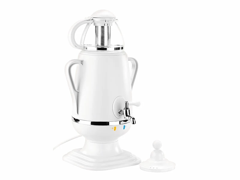 PEARL Samovar:Samowar-Teebereiter Mit Glas-Teekanne, 2.300 Watt, 3,5 Und 0,5 Liter 1 PEARL Samovar:Samowar-Teebereiter Mit Glas-Teekanne, 2.300 Watt, 3,5 Und 0,5 Liter