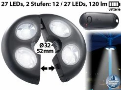 Lunartec Sonnenschirm Beleuchtung:Helle LED-Schirmleuchte LSL-120, IP44, Fernbedienung, Dimmbar, 120 Lm