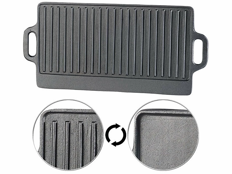 Rosenstein & Söhne Gusseisen Grillplatte:Gusseiserne Wende-Grillplatte Für Ofen, Herd Und Grill, 51 X 23,5 Cm 1 Rosenstein & Söhne Gusseisen Grillplatte:Gusseiserne Wende-Grillplatte Für Ofen, Herd Und Grill, 51 X 23,5 Cm