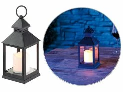 Lunartec Grablaternen:2er Pack Laterne Mit Flackernder LED-Kerze Und Timer, Batteriebetrieb -Haushalt Verkäufe nc5850 6