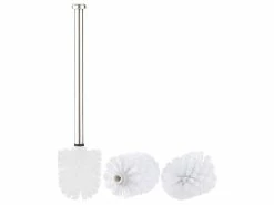 BadeStern WC Ersatzbürste 7 Cm:WC-Bürste Mit Edelstahl-Stiel Und 3 Aufsätzen Mit Ø 7 Cm, Weiß