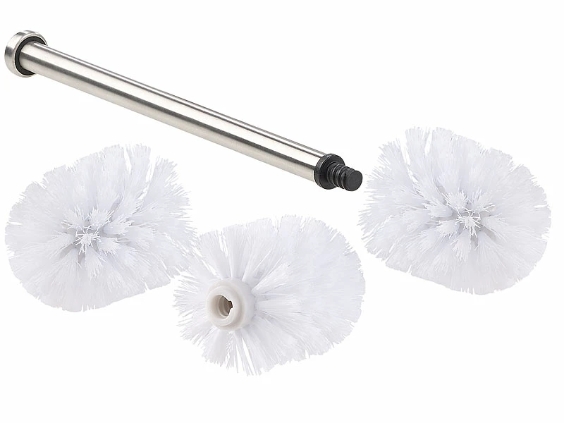 BadeStern WC Ersatzbürste 7 Cm:WC-Bürste Mit Edelstahl-Stiel Und 3 Aufsätzen Mit Ø 7 Cm, Weiß 2 BadeStern WC Ersatzbürste 7 Cm:WC-Bürste Mit Edelstahl-Stiel Und 3 Aufsätzen Mit Ø 7 Cm, Weiß – Bild 2