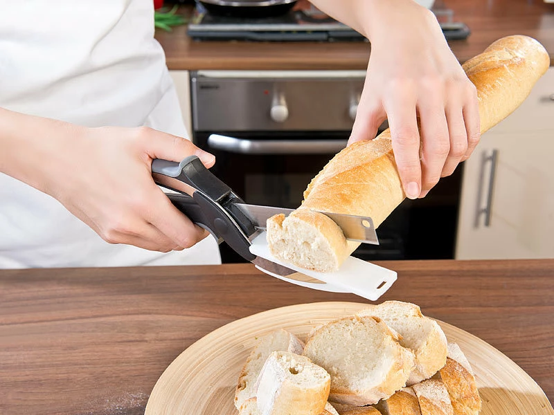 Rosenstein & Söhne Kräuterschere:4er-Set 2in1-Küchenschneider-Scheren Mit Messer Und Schneidebrett 4 Rosenstein & Söhne Kräuterschere:4er-Set 2in1-Küchenschneider-Scheren Mit Messer Und Schneidebrett – Bild 4