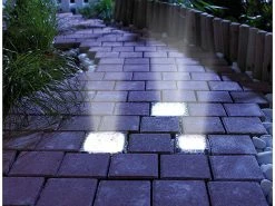 Lunartec LED Glassteine:4er-Set Solar-LED-Glasbausteine Mit Lichtsensor, Klein, 7 X 7 Cm -Haushalt Verkäufe nc6027 3