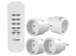 Revolt Funkstecker:4er-Set Mini-Funksteckdosen Mit Fernbedienung, Bis 2.300 Watt, 50 M