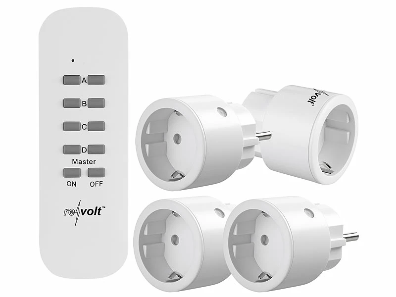 Revolt Funkstecker:4er-Set Mini-Funksteckdosen Mit Fernbedienung, Bis 2.300 Watt, 50 M 1 Revolt Funkstecker:4er-Set Mini-Funksteckdosen Mit Fernbedienung, Bis 2.300 Watt, 50 M