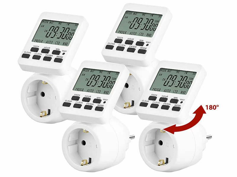 Revolt Zeitschalt-Uhren:4er-Set Digitale Zeitschaltuhren Mit 180° Rotierbarem LCD-Display 1 Revolt Zeitschalt-Uhren:4er-Set Digitale Zeitschaltuhren Mit 180° Rotierbarem LCD-Display