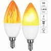 Luminea Flackerlampe:2er-Set LED-Lampen Mit Flammeneffekt, 3 Beleuchtungs-Modi, E14, 2 W,