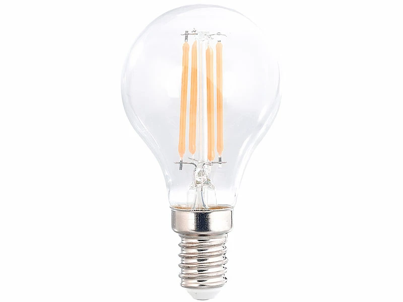 Luminea LED E14 Warmweiß:9er-Set LED-Filament-Lampen, G45, E14, 470 Lm, 4 W, 2700 K, Dimmbar, E 5 Luminea LED E14 Warmweiß:9er-Set LED-Filament-Lampen, G45, E14, 470 Lm, 4 W, 2700 K, Dimmbar, E – Bild 5