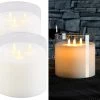 Britesta LED Kerze 3 Flammig:2er-Set LED-Echtwachs-Kerzen Im Windglas Mit 3 Beweglichen Flammen
