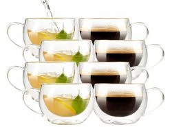 Cucina Di Modena Glas-Tassen Doppelwandig:Doppelwandiges Kaffee- & Tee-Glas, 8er-Set