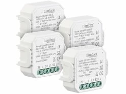Luminea Home Control WLAN-Schalter Alexa:4er-Set WLAN-Unterputz-2-Kanal-Lichtschalter Mit App & Sprachsteuerung