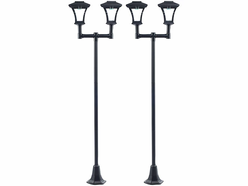 Royal Gardineer Garten LED Solarlampen:2er-Set 2-flammige Solar-LED-Gartenlaternen, SWL-25, 0,36 W, 24 Lm 3 Royal Gardineer Garten LED Solarlampen:2er-Set 2-flammige Solar-LED-Gartenlaternen, SWL-25, 0,36 W, 24 Lm – Bild 3