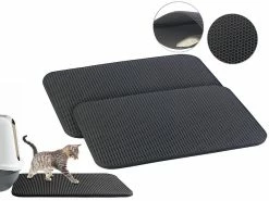 Sweetypet Toiletten-Matten:2er-Set Wasserdichte Katzenklo-Vorleger Mit Wabenstruktur, 75 X 55 Cm