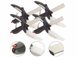 Rosenstein & Söhne Kräuterschere:4er-Set 2in1-Küchenschneider-Scheren Mit Messer Und Schneidebrett