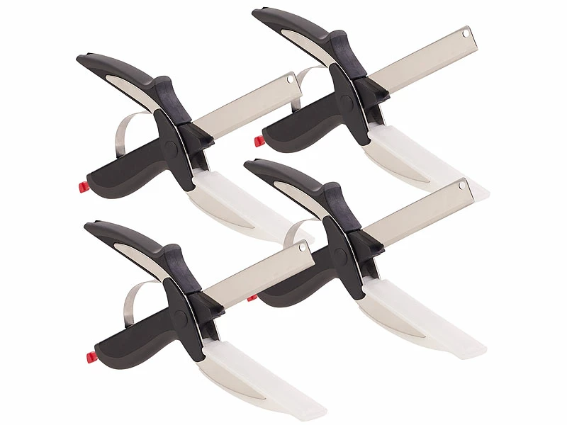 Rosenstein & Söhne Kräuterschere:4er-Set 2in1-Küchenschneider-Scheren Mit Messer Und Schneidebrett 2 Rosenstein & Söhne Kräuterschere:4er-Set 2in1-Küchenschneider-Scheren Mit Messer Und Schneidebrett – Bild 2