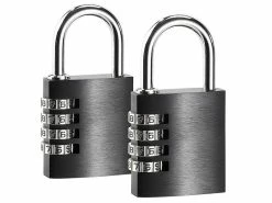 PEARL Vorhängezahlenschloss:2er-Set Vorhängeschlösser Aus Aluminium, Mit 4-stelligem Zahlencode