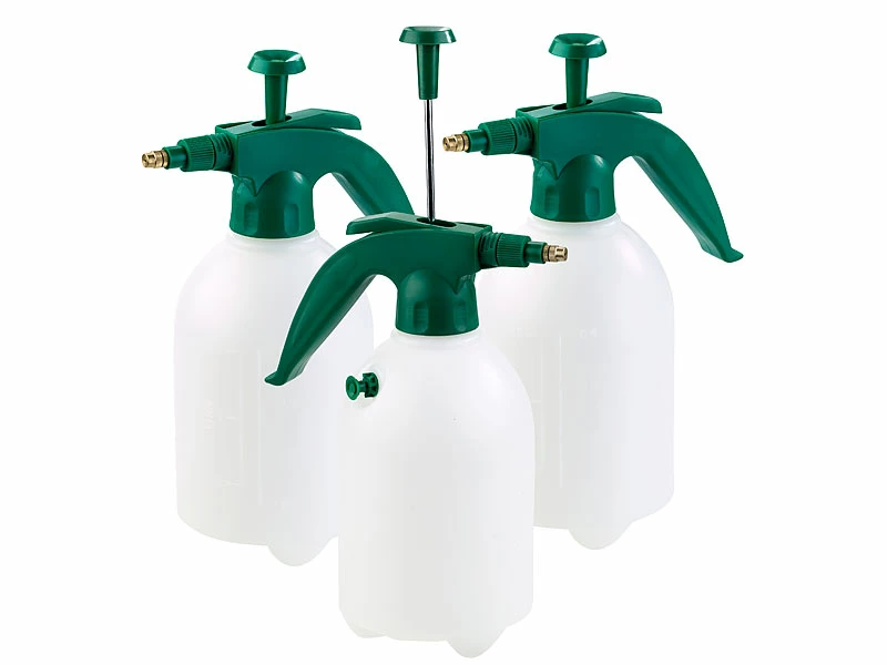 PEARL Pumpflasche Garten:3er-Set Pump-Drucksprüher Mit Messingdüse Und Sicherheitsventil, 1,5 L 1 PEARL Pumpflasche Garten:3er-Set Pump-Drucksprüher Mit Messingdüse Und Sicherheitsventil, 1,5 L