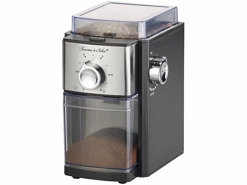 Rosenstein & Söhne Kaffemühle:Elektrische Kaffeemühle, Scheibenmahlwerk, Für 250 G Bohnen, 150 Watt 10 Rosenstein & Söhne Kaffemühle:Elektrische Kaffeemühle, Scheibenmahlwerk, Für 250 G Bohnen, 150 Watt – Bild 10