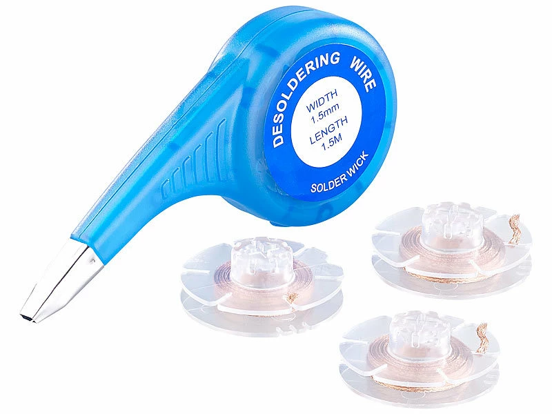 AGT Entlötdraht:9er-Set Entlötlitzen Mit 3 Spendern, Beschichtet, Je 1,5 Mm X 1,5 M 3 AGT Entlötdraht:9er-Set Entlötlitzen Mit 3 Spendern, Beschichtet, Je 1,5 Mm X 1,5 M – Bild 3
