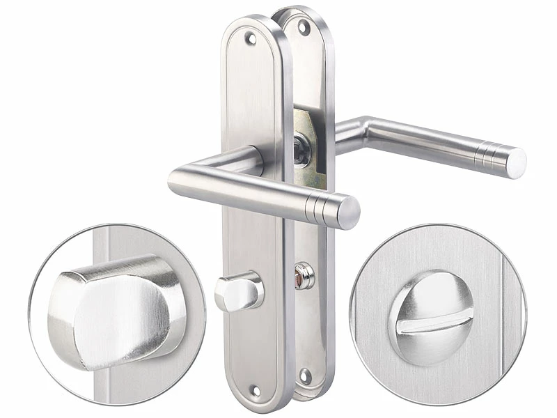 AGT Türklinke:2er-Set Edelstahl-Türbeschlag-Sets Für Bad & WC, Je 2 Klinken 11 AGT Türklinke:2er-Set Edelstahl-Türbeschlag-Sets Für Bad & WC, Je 2 Klinken – Bild 11