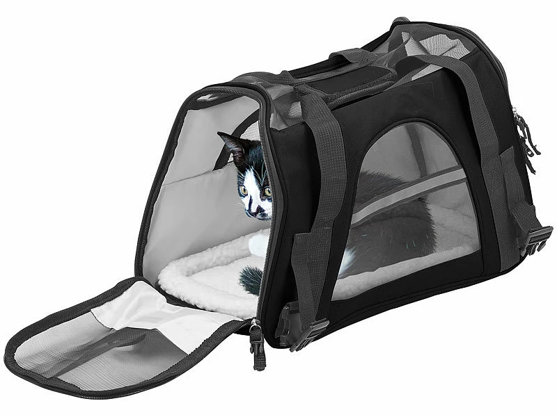 Sweetypet Katzentragetasche:Hand- & Auto-Transporttasche Für Kleintiere Bis 3 Kg, Größe S, Schwarz 2 Sweetypet Katzentragetasche:Hand- & Auto-Transporttasche Für Kleintiere Bis 3 Kg, Größe S, Schwarz – Bild 2
