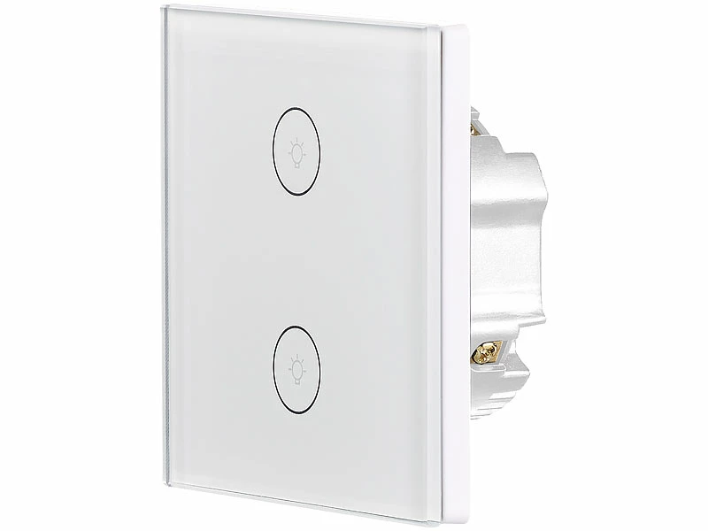 Luminea Home Control Alexa WiFi-Lichtschalter:Touch-Doppel-Lichttaster, Versandrückläufer 4 Luminea Home Control Alexa WiFi-Lichtschalter:Touch-Doppel-Lichttaster, Versandrückläufer – Bild 4