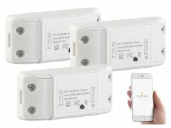 Luminea Home Control WLAN Relais:3er-Set WLAN-Schalter Für Licht & Co., Für Alexa & Google Assistant