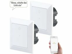 Luminea Home Control Elesion Schalter:2er-Set WLAN-Lichttaster, App, Komp. Zu Siri, Alexa & Google Assistant -Haushalt Verkäufe nx4675 3