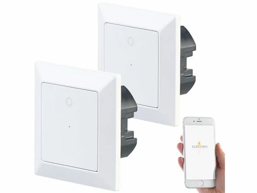 Luminea Home Control Elesion Schalter:2er-Set WLAN-Lichttaster, App, Komp. Zu Siri, Alexa & Google Assistant -Haushalt Verkäufe nx4675 4
