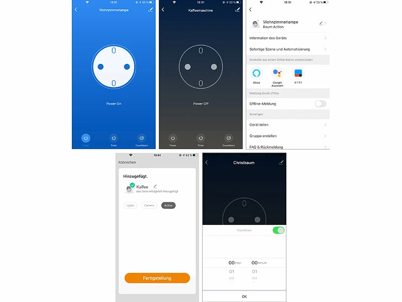 Luminea Home Control Smart Steckdosen:WLAN-Unterputz-Steckdose Mit App, Für Siri, Alexa & GA, 5er Pack 5 Luminea Home Control Smart Steckdosen:WLAN-Unterputz-Steckdose Mit App, Für Siri, Alexa & GA, 5er Pack – Bild 5