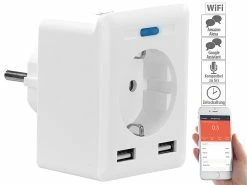 Luminea Home Control Energie Monitor:2er-Set WLAN-Steckdosen, 2 USB, App, Komp. Zu Alexa, Google, Siri -Haushalt Verkäufe nx4910 3