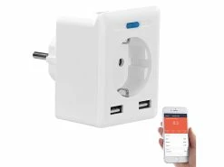 Luminea Home Control Energie Monitor:2er-Set WLAN-Steckdosen, 2 USB, App, Komp. Zu Alexa, Google, Siri -Haushalt Verkäufe nx4910 4