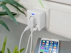 Luminea Home Control Energie Monitor:2er-Set WLAN-Steckdosen, 2 USB, App, Komp. Zu Alexa, Google, Siri -Haushalt Verkäufe nx4910 5