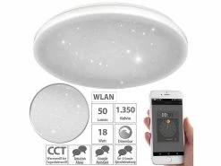 Luminea Home Control Deckenlampe Alexa:2er Pack WLAN-Sternen-Deckenleuchte Für Siri, Alexa, Google Ass., CCT
