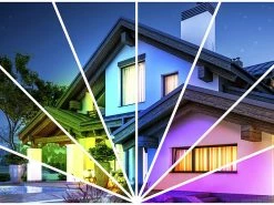 Luminea Home Control RGB Strahler:WLAN-RGB-CCT-Fluter, App, Sprachsteuerung, 1.500 Lm, 20 W, IP65