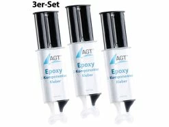 AGT Zweikomponentenkleber:Epoxy 2-Komponenten-Kleber, Hohe Belastbarkeit: 23 N/mm², 3er-Pack