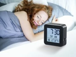 Infactory Wecker:Funkwecker Mit 2 Weckzeiten, Hygro-/Thermometer & Lichtsensor, Schwarz -Haushalt Verkäufe nx5795 10