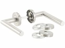 AGT Türgriff Set:Modernes Edelstahl-Türbeschlag-Set, 2 Türklinken Und Rosetten-Garnitur