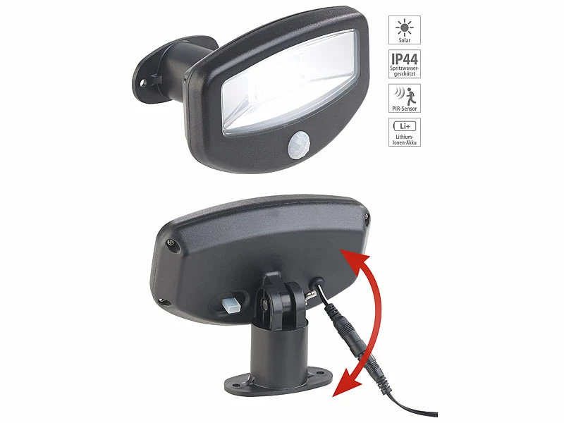 Lunartec Solar Außenstrahler:Solar-LED-Strahler, PIR-Bewegungssensor, 16 LEDs, 100 Lm, 1,2 W, IP44 2 Lunartec Solar Außenstrahler:Solar-LED-Strahler, PIR-Bewegungssensor, 16 LEDs, 100 Lm, 1,2 W, IP44 – Bild 2