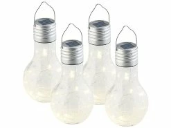Lunartec Solarglühbirne:4er-Set Deko-LED-Glühbirne Im Crackle-Glas-Design, Dämmerungs-Sensor -Haushalt Verkäufe nx6037 1