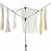Royal Gardineer Wäscheständer:4-Arm-Wäschespinne Aus Aluminium, 60 Meter Wäscheleine, Mit Bodenanker