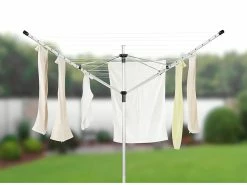 Royal Gardineer Wäscheständer:4-Arm-Wäschespinne Aus Aluminium, 60 Meter Wäscheleine, Mit Bodenanker -Haushalt Verkäufe nx6055 7