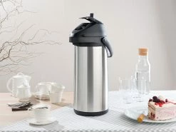 Rosenstein & Söhne Thermokanne:Doppelwandige Vakuum-Isolierkanne Mit Pumpsystem, Edelstahl, 5 Liter -Haushalt Verkäufe nx6063 8