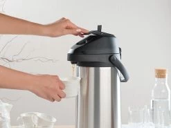 Rosenstein & Söhne Thermokanne:Doppelwandige Vakuum-Isolierkanne Mit Pumpsystem, Edelstahl, 5 Liter -Haushalt Verkäufe nx6063 9