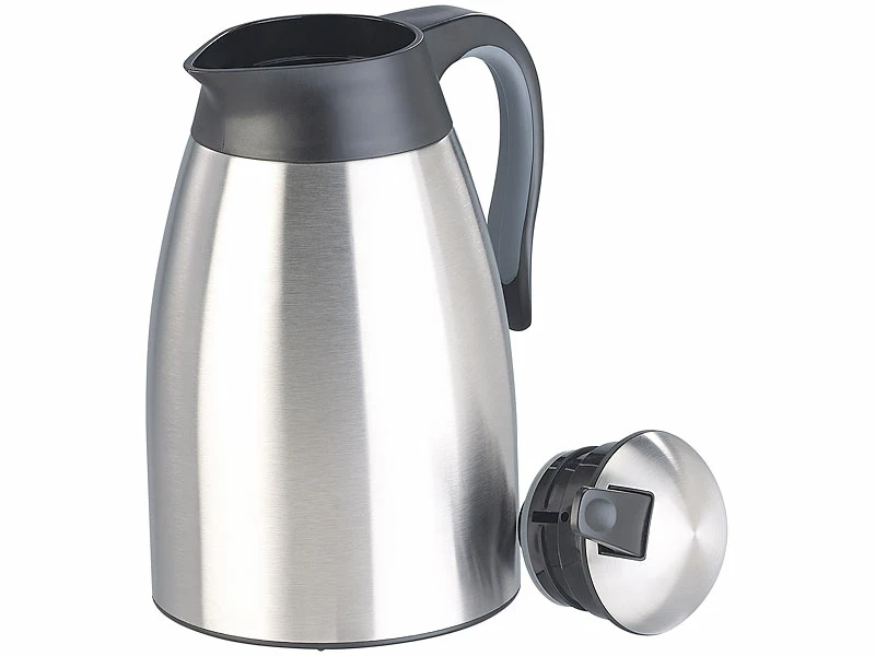 Rosenstein & Söhne Isolierflasche:2er-Set Doppelwandige Edelstahl-Vakuum-Isolierkanne M. Ausgießtaste 6 Rosenstein & Söhne Isolierflasche:2er-Set Doppelwandige Edelstahl-Vakuum-Isolierkanne M. Ausgießtaste – Bild 6