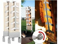 Rosenstein & Söhne Flammlachsbrett:Flammlachs-Bretter, Zedernholz, Neigbare Edelstahl-Halterung, 4er-Set -Haushalt Verkäufe nx6373 5