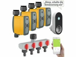 Royal Gardineer WLAN Bewässerung:WLAN-Bewässerungscomputer, Bewässerungsventil, 4-Wege-Verteiler, App