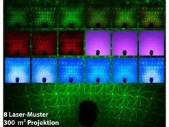 Lunartec Sternenprojektor:Laser-Projektor Mit 12 LEDs, 8 Licht-Effekte, Timer, Fernbed., IP65 -Haushalt Verkäufe nx6728 28